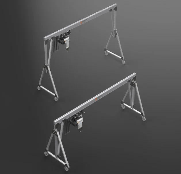 Single girder portable gantry crane foldable